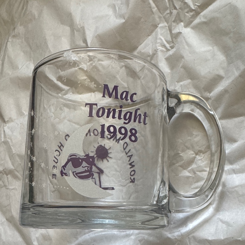 Mac Tonight 1998 Purple Clear Glass Mug